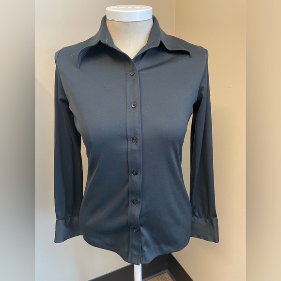 Paul Rodgers Intl long sleeve black classic button down women’s size small - Picture 3 of 7